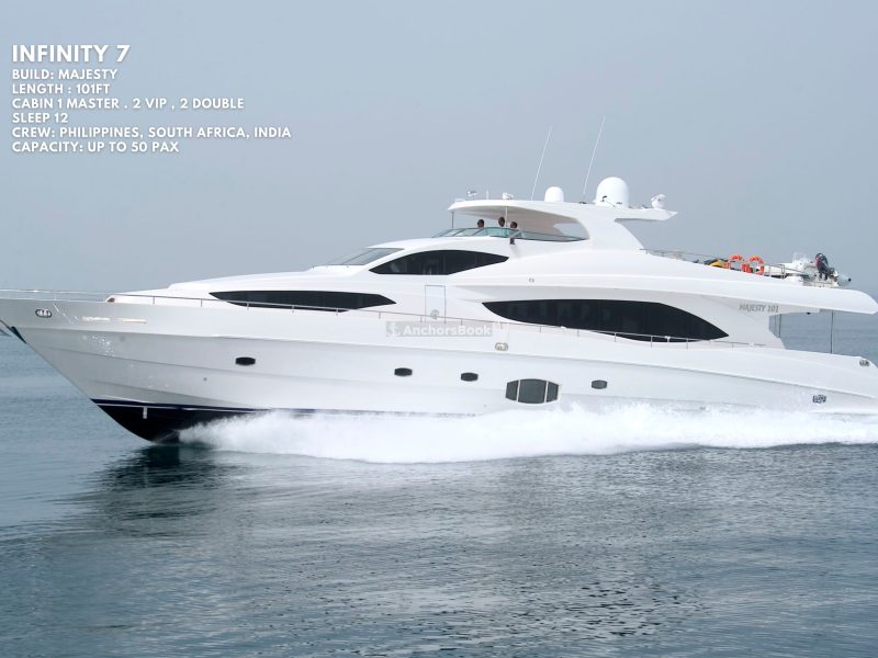 Majesty 101ft Yacht Rental With Jacuzzi (Dubai – 60 Guests Max)