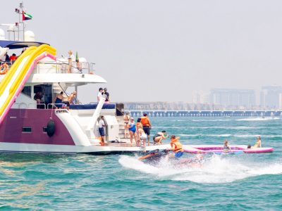 3-6 Hour VIP Birthday Party 110ft Yacht With Cake, Decorations & Drinks Included – Inflatables/Slides & Dinner – (Up to 85 PAX)