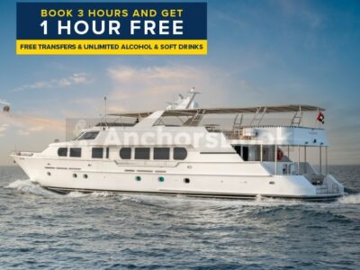 4-6 Hour Birthday Party VIP 118ft Yacht - Includes: 🚌Transfers, 🎂Cake, 🎈Decorations, 🥂Unlimited Alcohol & Soft Drinks