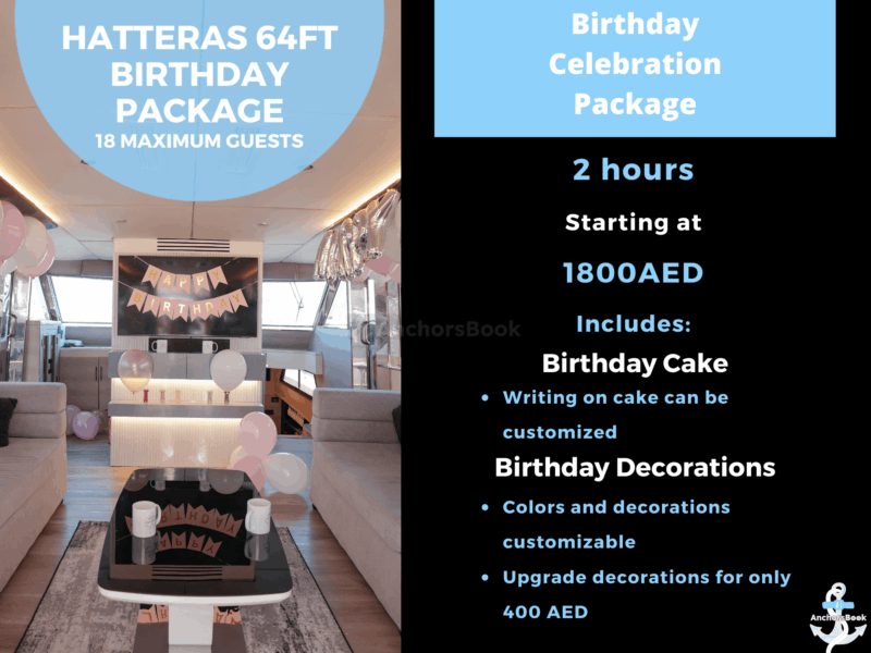 2-4 Hour Birthday Party Package - 64ft Yacht With Cake And Decorations Included
