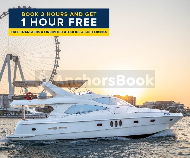 Yacht 61ft | Free 🥂 Unlimited Alcohol + Soft Drinks Included - Book 3 Hr Get 1 Hr Free Offer